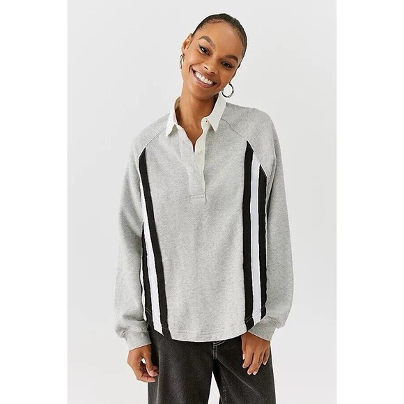 BDG Hailey Henley In Gray Academia School Teacher Pullover Sweatshirt Size Small - Picture 1 of 7